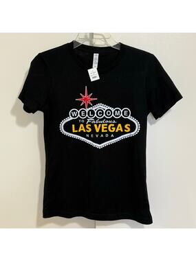 Las Vegas NWT Women's Black T-Shirt Size Medium Graphic Tee Streetwear Casual